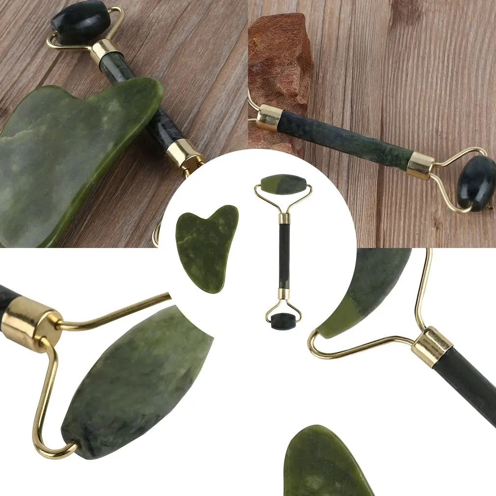 

NEW Compact and lightweight Natural Facial Roller Jade Stone Roller Face Beauty Massage Tools Durable Face Lift Massager Kit