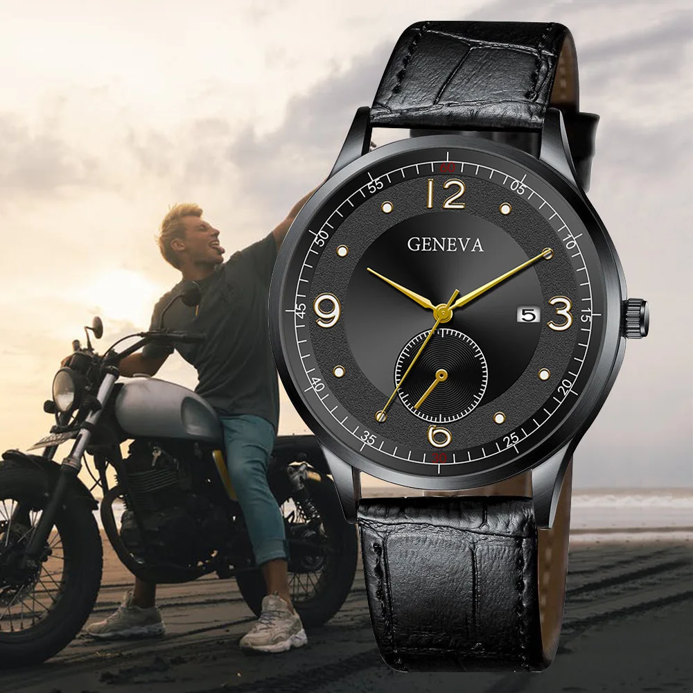 

Часы наручные мужские кварцевые в стиле милитари, модные брендовые люксовые Спортивные Повседневные, с календарем и кожаным ремешком