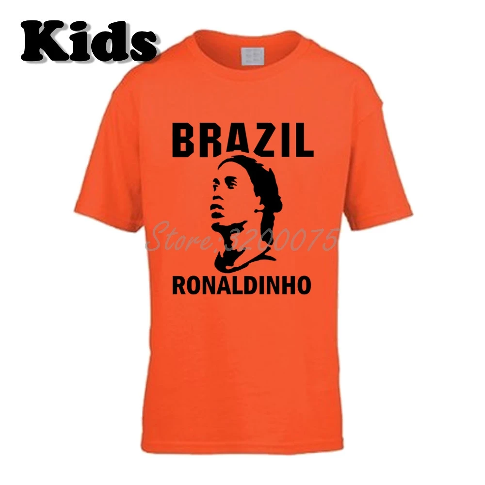 25 Детская футболка Ronaldo De Assis Moreira Ronaldinho 10, Бразильская Легенда Футболка с круглым вырезом для мальчиков и девочек W19032911 - Цвет: 25