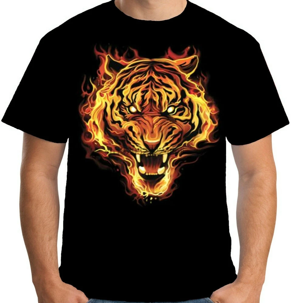 Мужская футболка с изображением огненного тигра злого духа смерти готика
