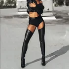 Женские ботфорты на шпильке, из ПУ кожи, на высоком каблуке