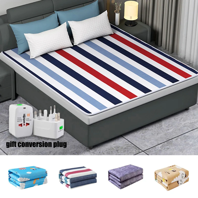 

220v Electric Heating Blanket Thickening Blanket Double Double Heating Body Mattress Thermostat Foreign Conversion Plug180*150cm