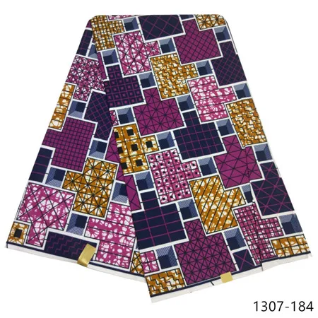 Latest Ankara Wax Fabric Guaranteed Real Wax 6yard/lot High Quality African Fabric Print For Sewing Dress 1307 - Цвет: 1307-184