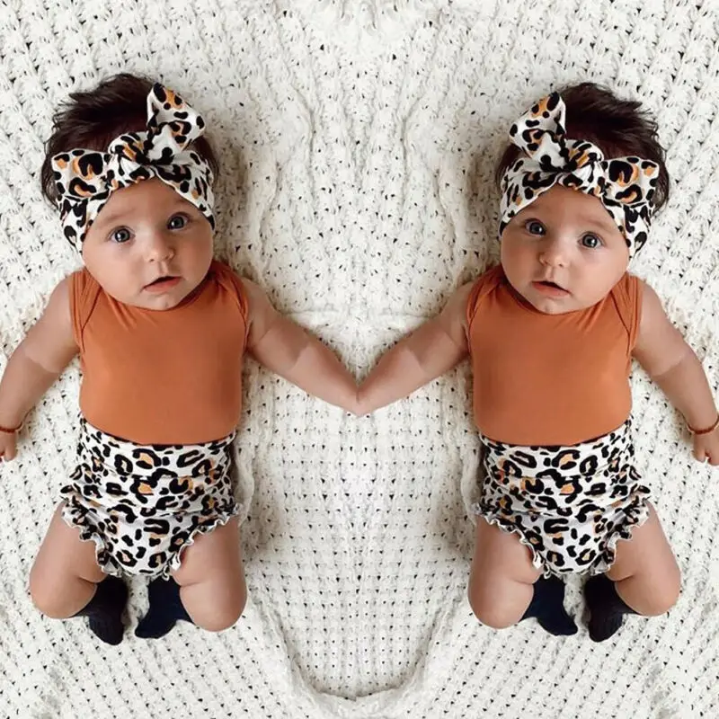 3 шт. детский хлопковый боди с леопардовым принтом на возраст 6 24 месяца|Комплекты