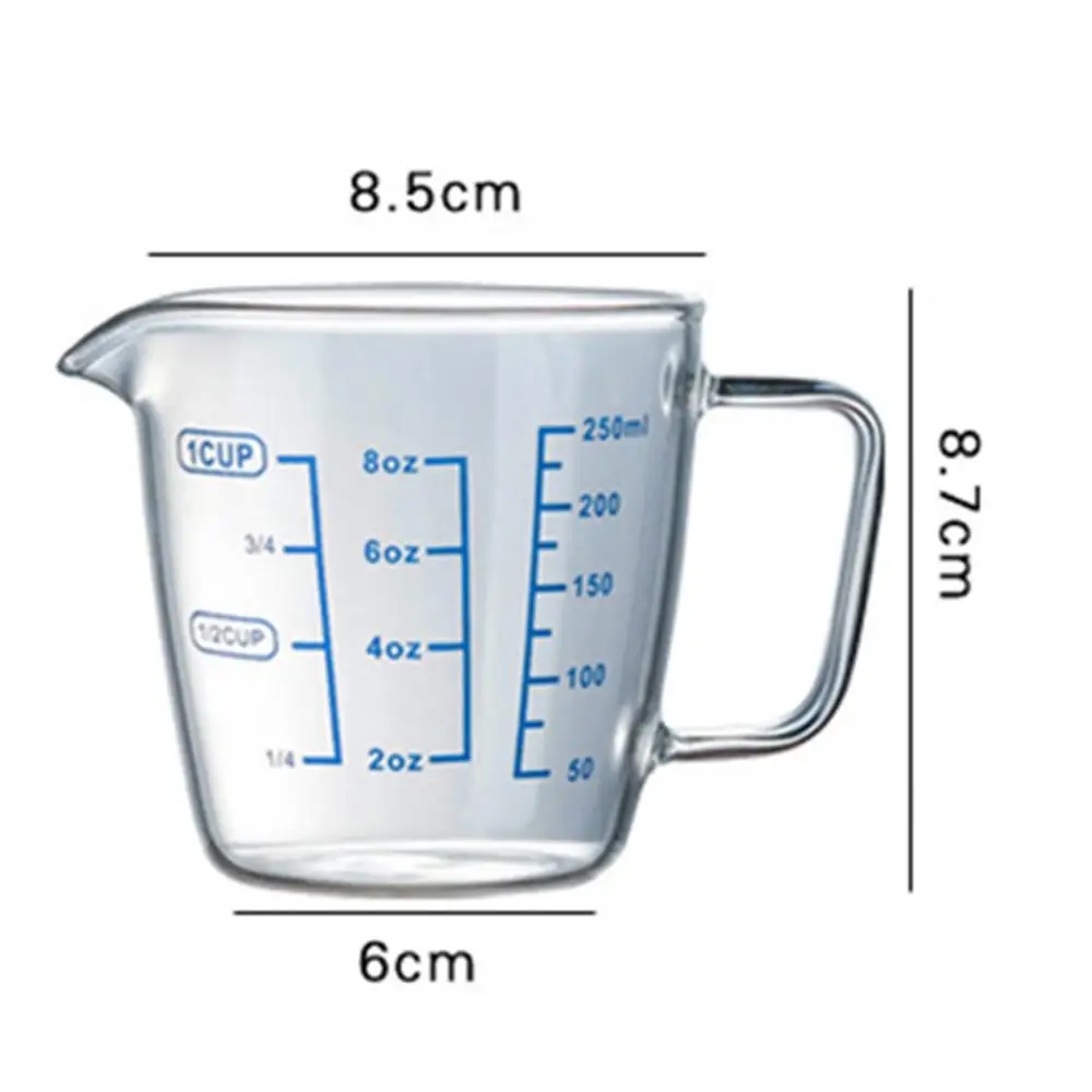 

250ml/500ml Heat Resisting Glass Measuring Cup Milk Water Scale Microwave Tool