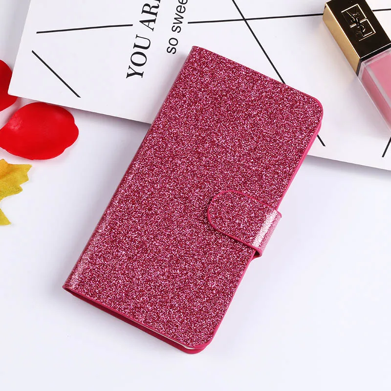 Роскошный блестящий чехол AXD для Motorola Moto G3 G4 G5 G5S G6 Plus G7, чехол-книжка для Moto E4 E5 Plus g4 g6 g7 Play - Цвет: Rose red