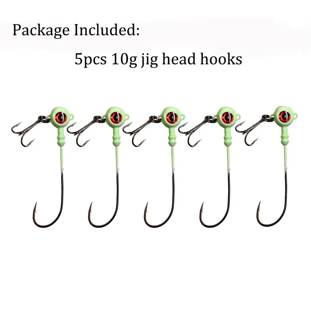 5pcs 10g 5pcs/bag Crank Jig Head Hook Carbon Steel Round Head Fishing Hooks With Treble Hooks Soft Worm Fishing Accessories 5g 7g 10g - Цвет: 5pcs 10g