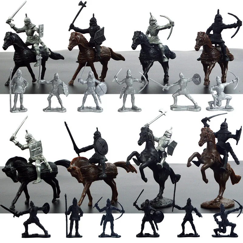 Minifiguras militares de bloques de construcci&oacute;n, adornos de guerra de Guerrero Medieval, soldado militar, juguetes, 28 Uds./60 uds./lote-2
