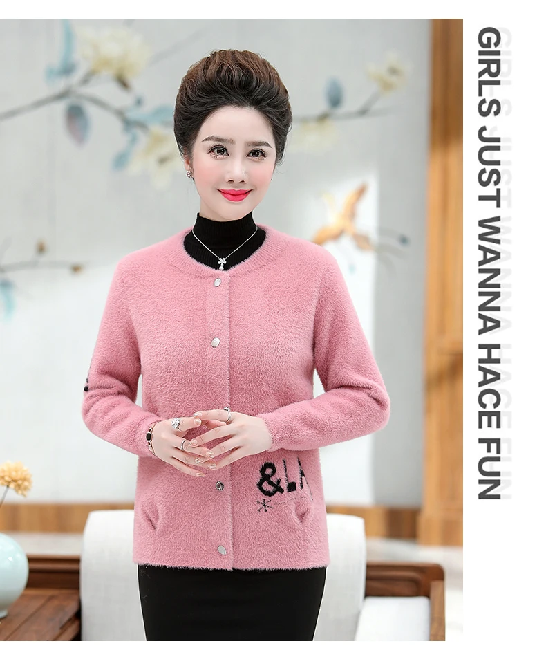 XJXKS Sueter Mujer Invierno плюс размер кардиган Повседневный круглый вырез длинный рукав однобортный пушистый женский свитер пальто
