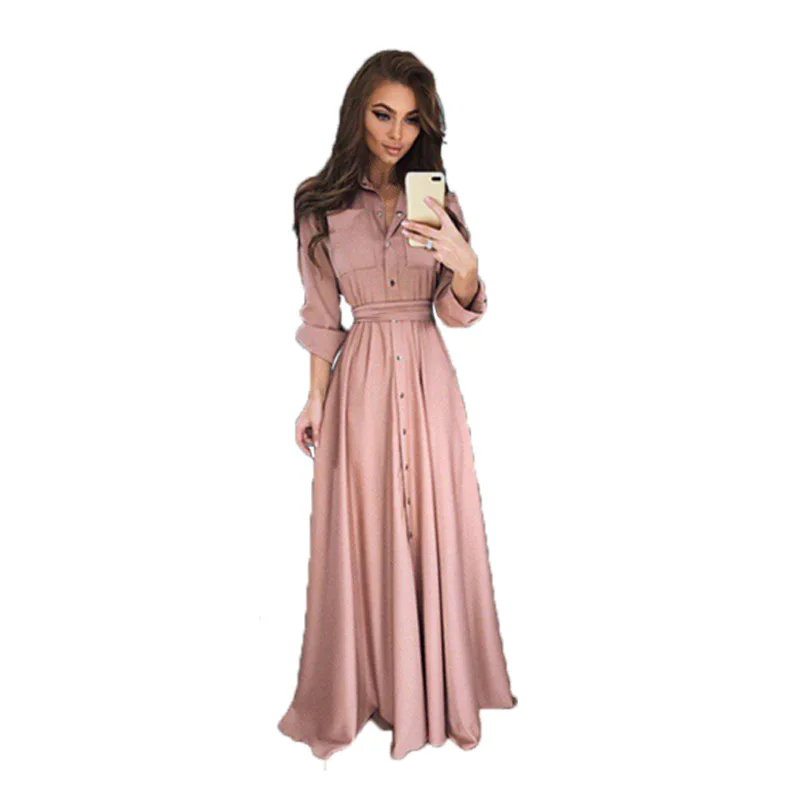 

Women's Slim Fit Long Sleeve Lace Up Skirt Stitching Thin Chiffon Dress Women's Dress Dress Women O-Neck Floor-Length