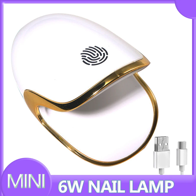 

Mini Q6 Touch Button Nail Lamp 30S Quick Dry 6W 3LED UV Lamp Upgrade Nail Gel Dryer Lamp Type-C Recharging Manicure Lamp