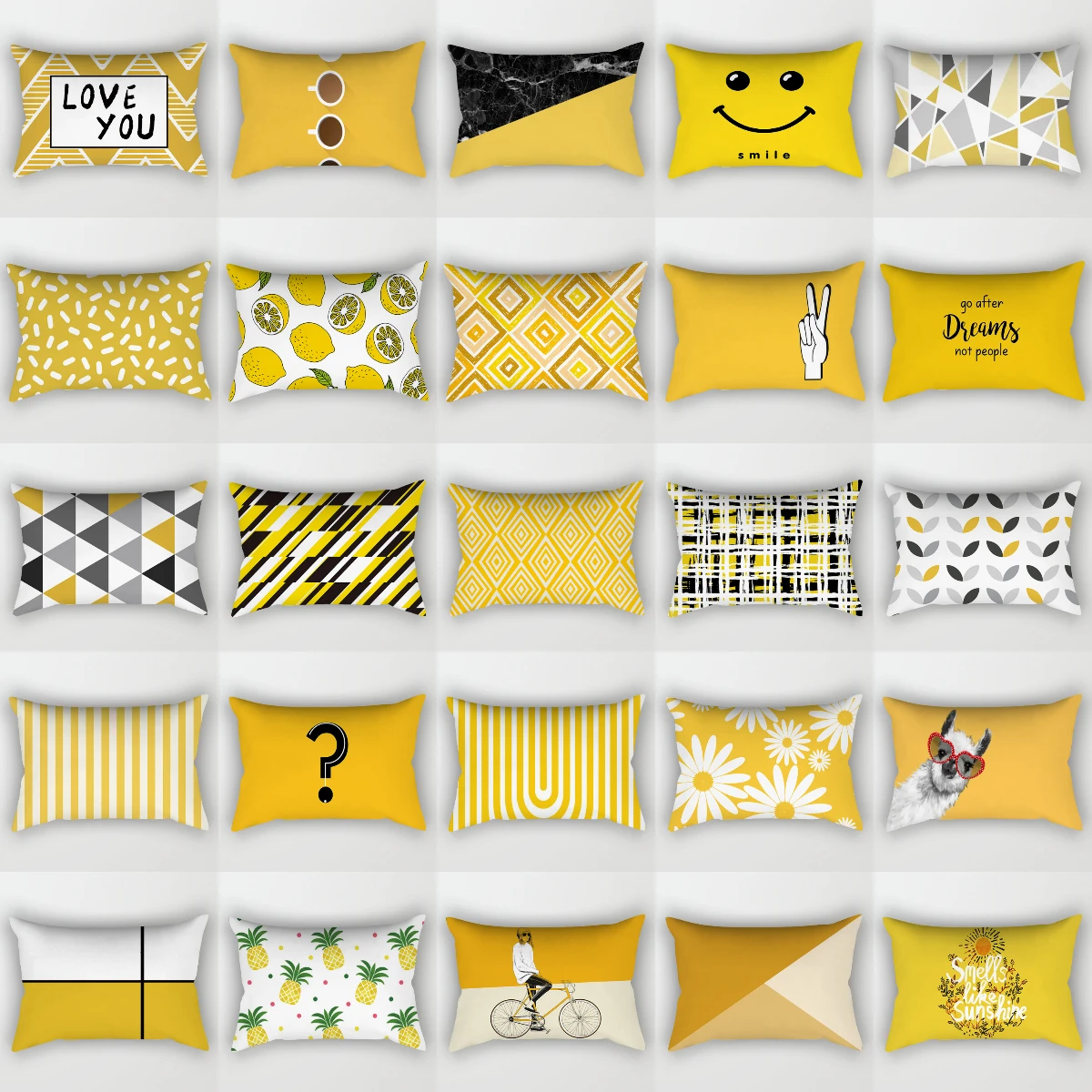 

2020 NEW Lemon Yellow Waist Pillow Case 30X50CM Cushions Cover Modern Nordic Geometric Throw Pillows Sofa Couch Livingroom Decor