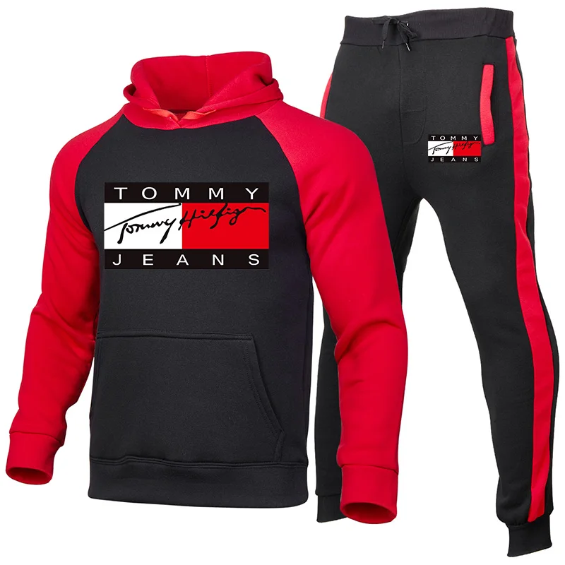 

New Brand Casual Tracksuit Men Sets Hoodies+Pants Two Piece Sets print Hooded Sweatshirt Outfit Sportswear Male Suit Clothing21