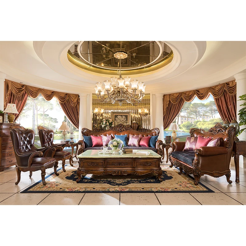 Античный Набор деревянных диванов в американском стиле для гостиной итальянский