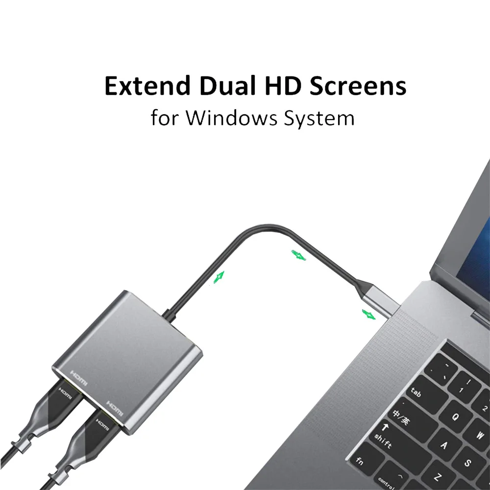 Адаптер USB Type-C на два HDMI-совместимый адаптер 4K 2 в 1 концентратор HDMI монитора