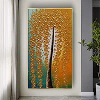 100hand painted abstract gold leaves and money tree oil paintings on canvas poster modern landscape wall art picture home decor