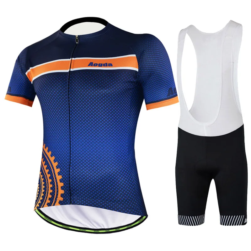 Bib cycling set Aogda Синий Красный Велоспорт Джерси Набор для мужчин Лето Велосипед Одежда Майо Ciclismo короткий рукав велосипедная одежда - Цвет: Bib cycling set
