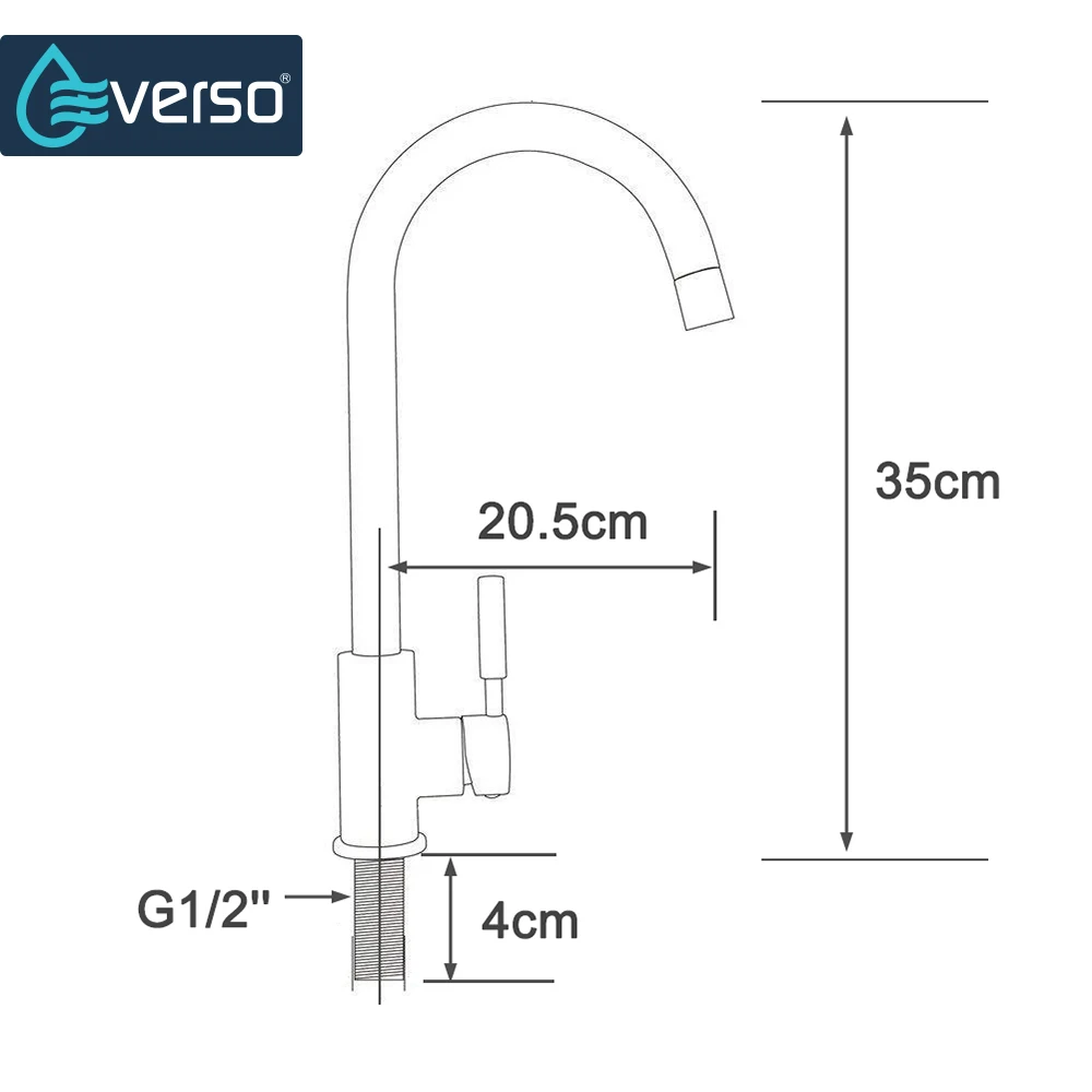 EVERSO смеситель для кухонной раковины хромированный с одной ручкой на 360 градусов