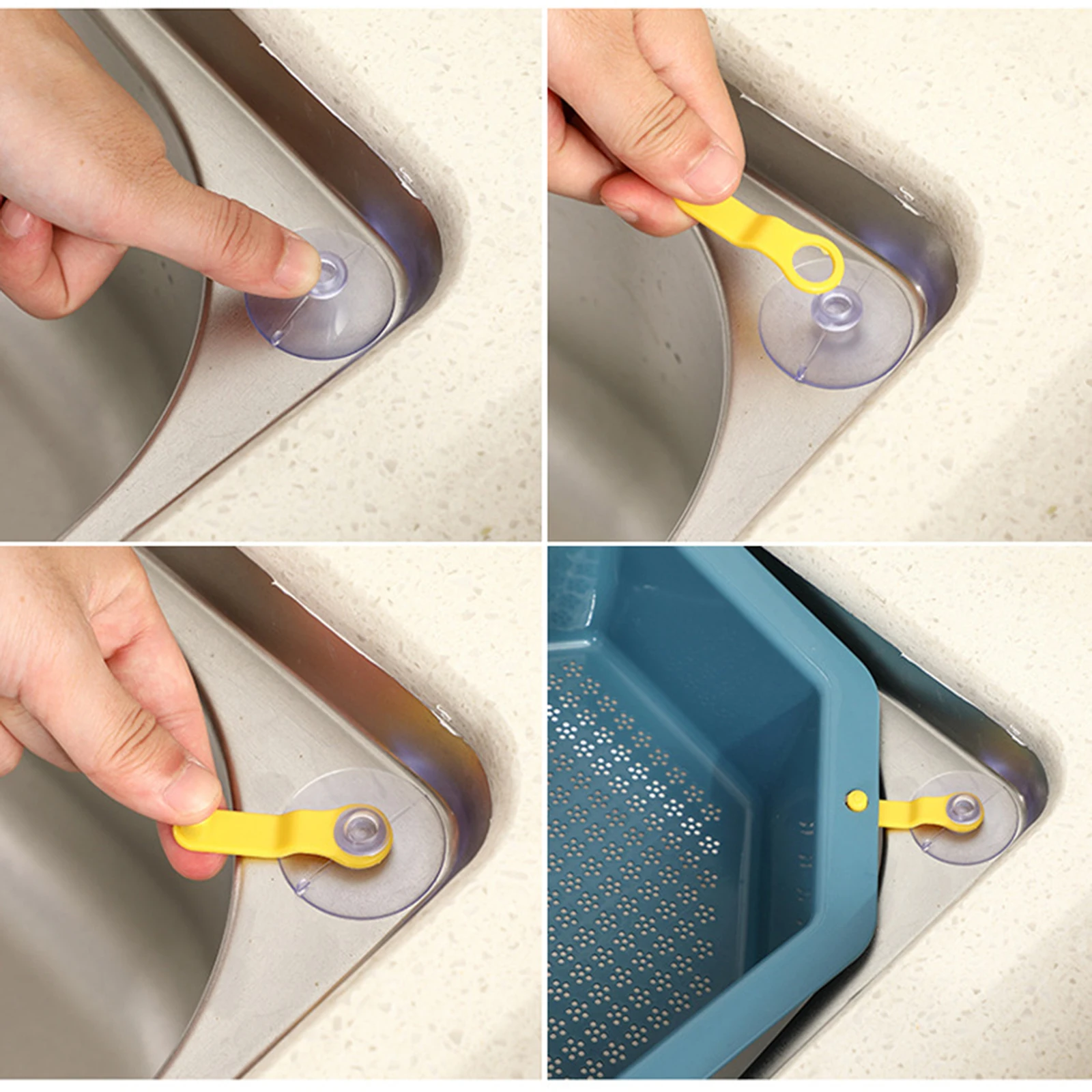 

Kitchen Colander Drain Vegetable Fruit Drainer Basket Suction Cup Sponge Rack Storage ToolSink Shelf Rack Organizer