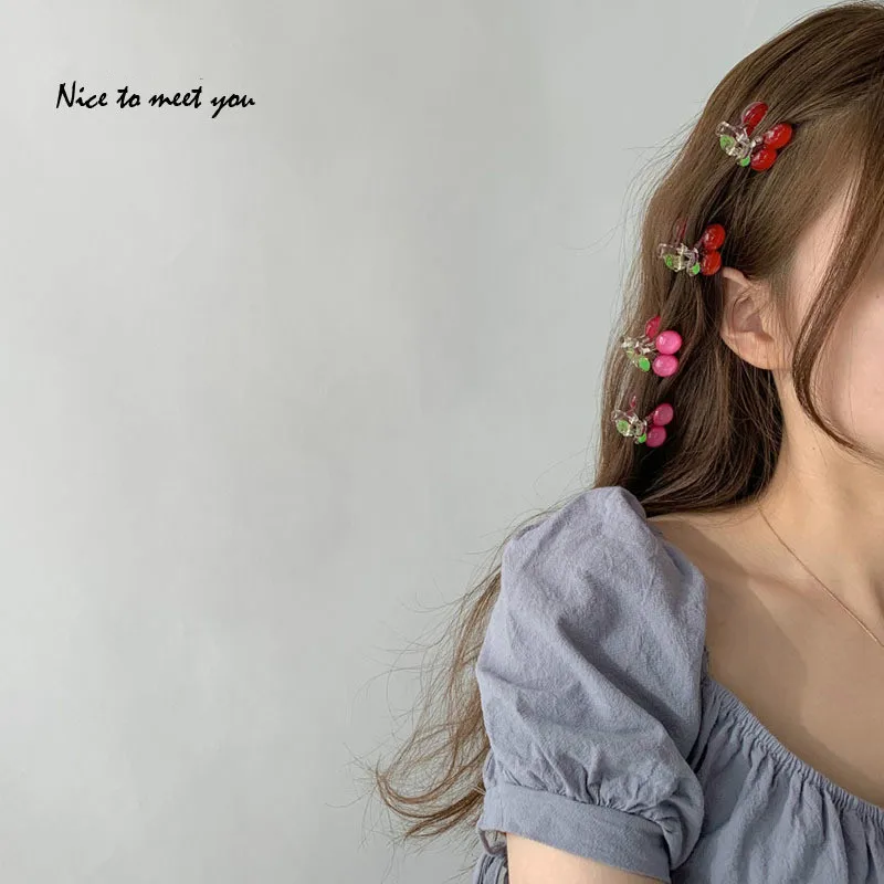

2pc Lovely Cherry Colorful Hair Claw Clips for Women Girls Hairpin Crab Headband for Hair Washface Accessories Headwear Ornament