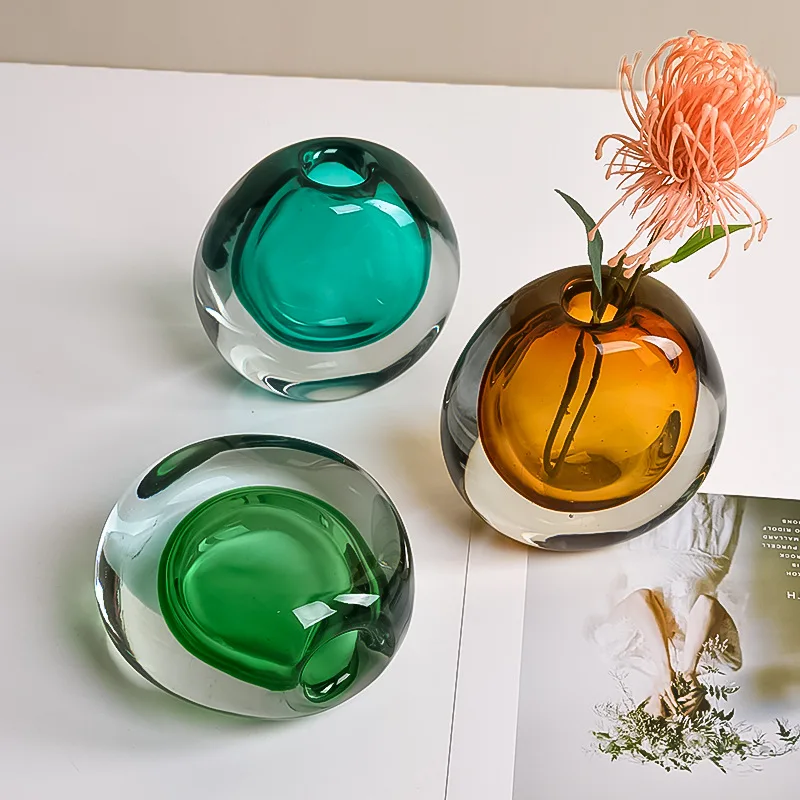 

Стеклянная ваза для гостиной, обеденный стол, композиция из цветочного стекла, маленькие украшения, украшение для гостиной, домашний декор