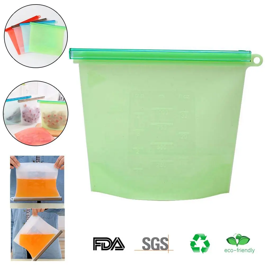 Ziplock мешок силиконовый мешок многоразовая силиконовая пищевая сумка сохранение продуктов в свежем состоянии герметичные сумки холодильник мясо фрукты еда замороженная упаковка