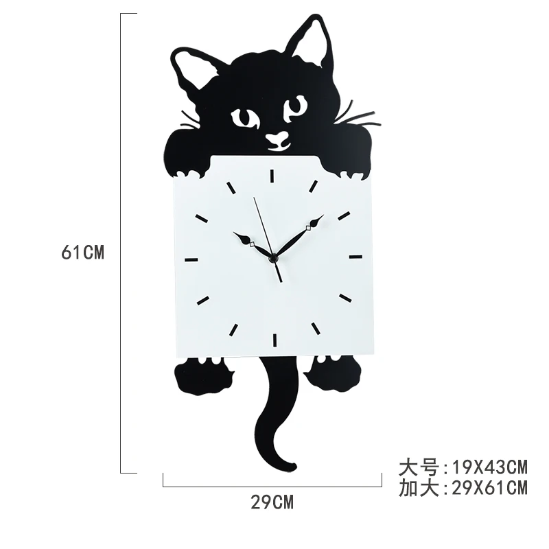

Cat Large Fashion Wall Clock Living Room Personality Wall Clock Creative with Pendulum Relogios De Parede Art Decoration MM60WC