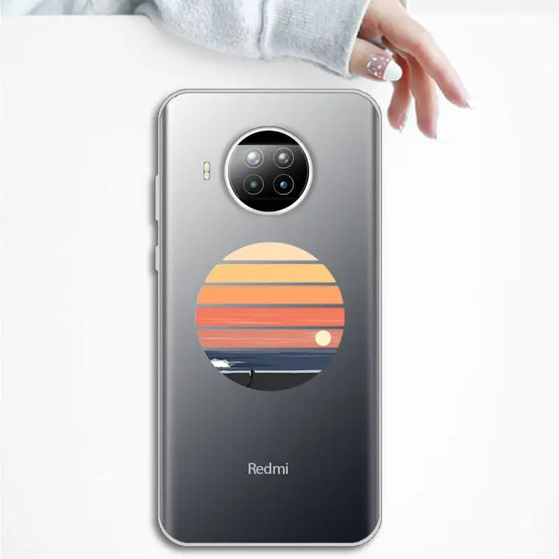

Hot Sea wave surf summer surfing ocean Phone Case Transparent Clear for Xiaomi Redmi note 10 t 8 9 pro lite 11