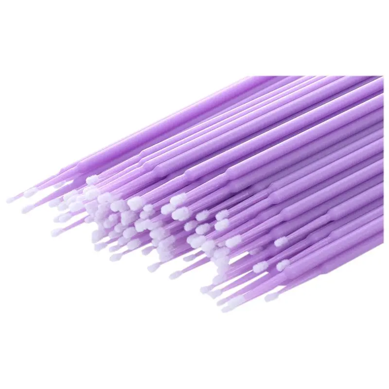

100 Pcs Disposable Swab Applicator Micro Brush Eyelashes Extension Mascara Tools Purple