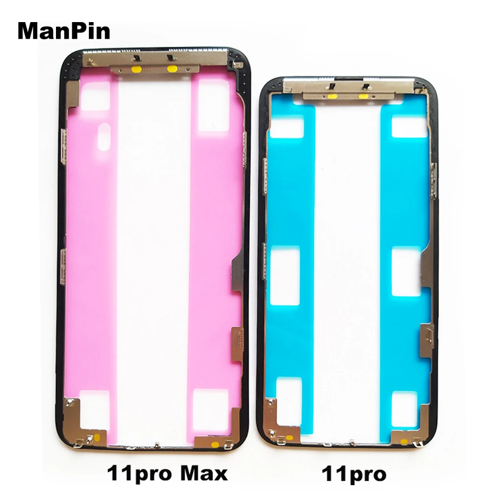 5Pcs Screen Bezel Frame for iPhone 11Pro MAX XS X LCD Display Glass Housings With Sticker Original Real Gold Mobile Phone Repair