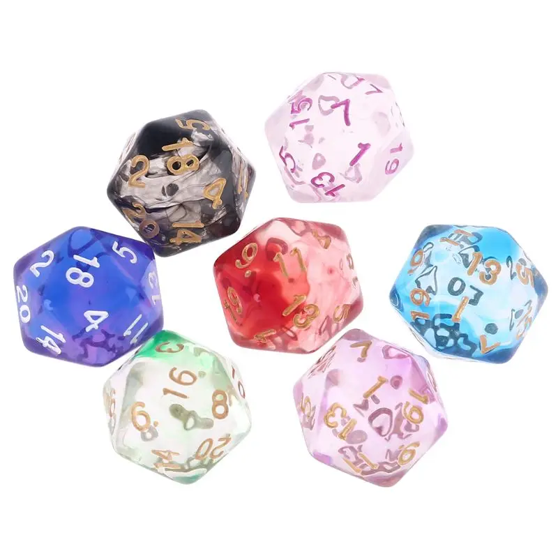 7 шт. D20 многогранные 20 сторонние циферблаты для костей Настольная доска ролевая
