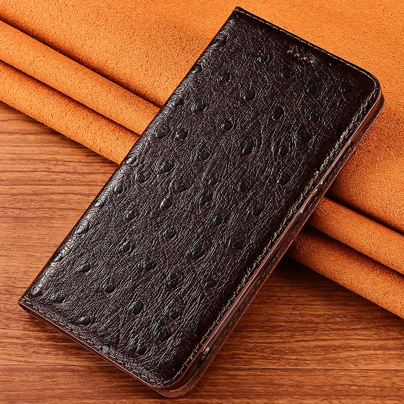 

Phone Case For Huawei Honor 10 10i 20 30 30s Pro Plus Lite 30+ Ostrich Style Genuine Cow Leather Flip Wallet Cover Phone Cases