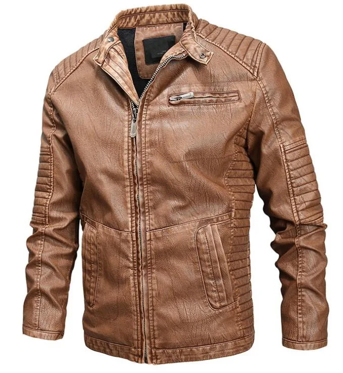 Кожаная куртка с лацканами Мужская мотоциклетная кожаная Do The Old ретро моющаяся