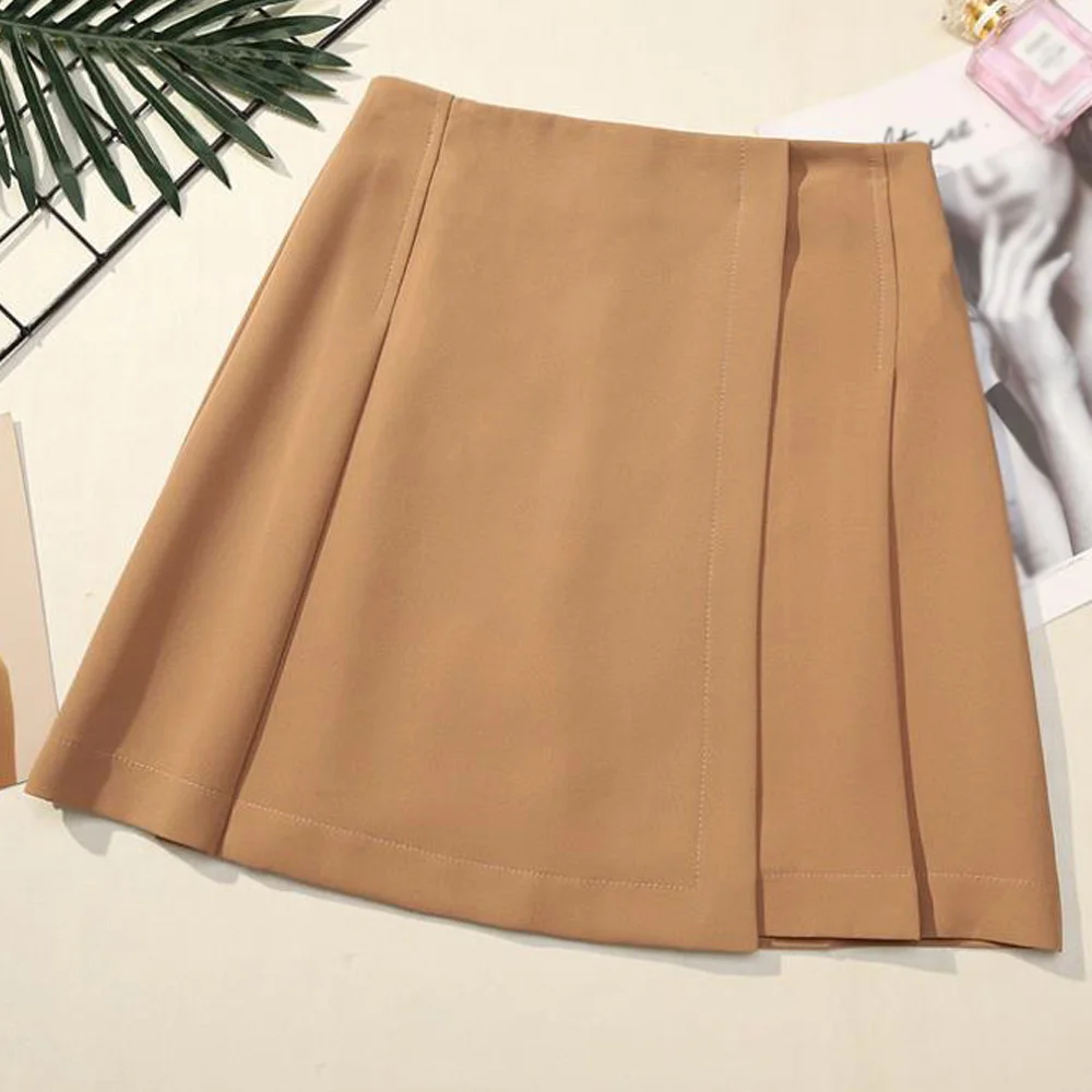 Vintage Korean Skirts Womens Harajuku 2021 Empire High Waist Fungus Pink White Ruffle Mini Skirt Streetwear Summer Sexy | Женская одежда