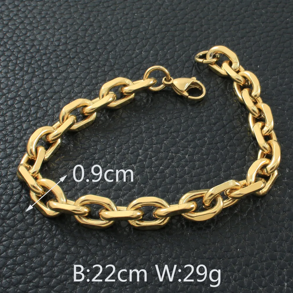 Мода 9 мм с золотым Цвет из нержавеющей стали ювелирные изделия браслет оптом