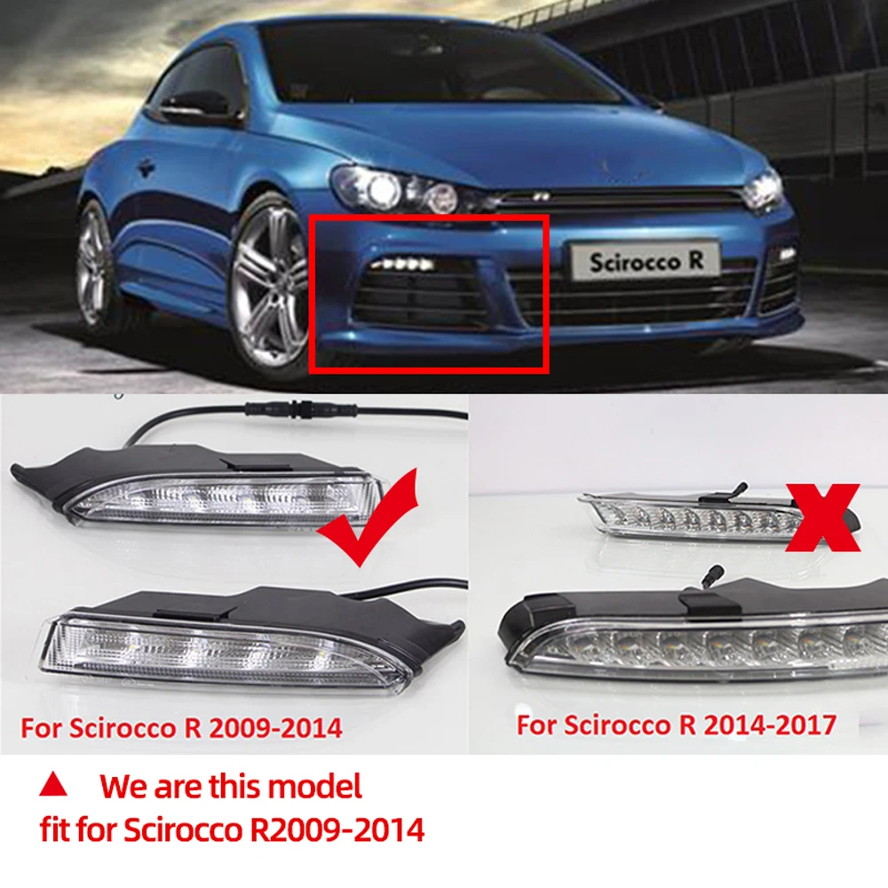 Дневные ходовые огни для VW Volkswagen Scirocco R Line 2010 2011 светодиодный дневные с желтым