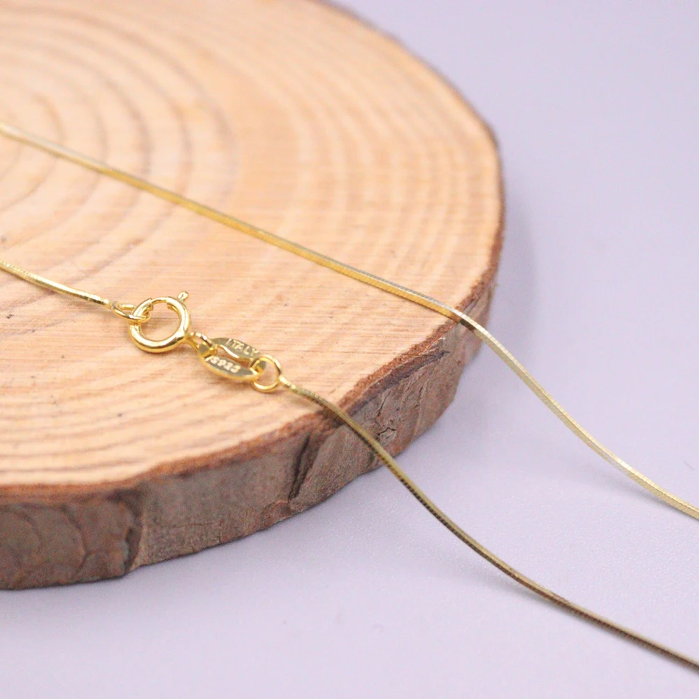 

Ожерелье из настоящего серебра 0,7 пробы, Женская цепочка золотого цвета, ожерелье из настоящего серебра 925 пробы со змеиным плетением 16-18 дюй...