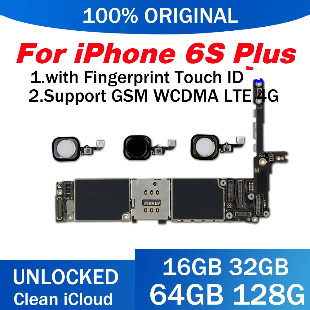 Материнская плата для iPhone 6S Plus 100% оригинальная разблокированная с Touch ID 5 дюйма