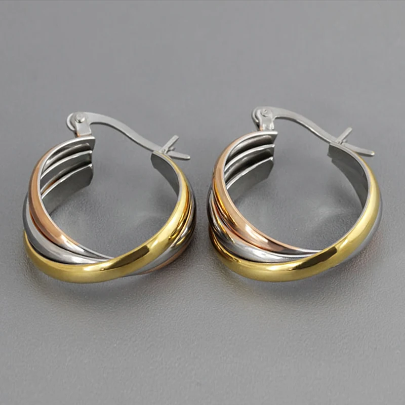 Хит продаж серьги кольца из титана розового золота для женщин гипоаллергенные