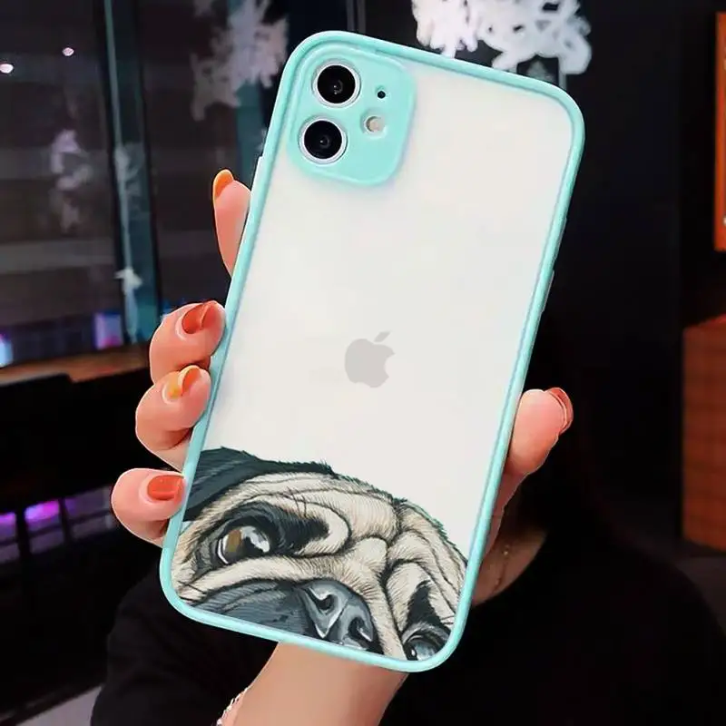 

Pug Dog French Bulldog Phone Cases matte transparent For iphone 7 8 11 12 plus mini x xs xr pro max cover