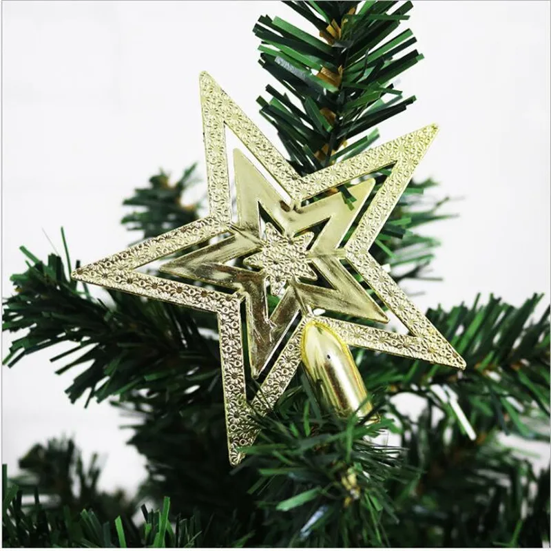 1 шт Горячая Распродажа полая Елка Топ Звезда 10 см трехслойная позолоченная