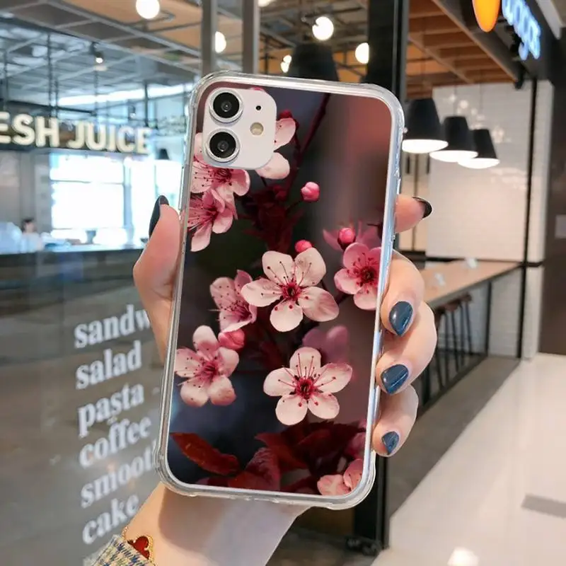 

Flor ciruela flor Phone Case Transparent for iPhone 11 12 mini pro XS MAX 8 7 6 6S Plus X 5S SE 2020 XR