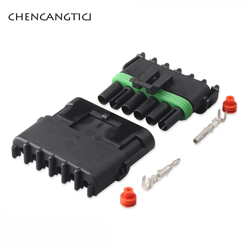 

2 Sets 6 Pin Delphi Automotive Electrical Cable Housing Plug Waterproof Plastic Wire Harness Connector 12010975 1201579