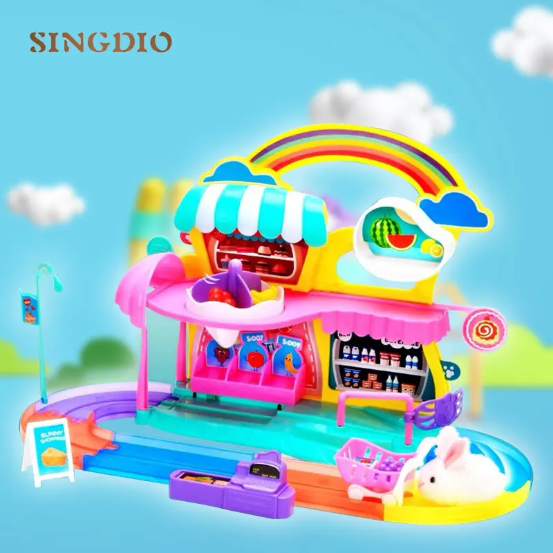 Детский парк аттракционов детский город удивительный трек рельсовый набор