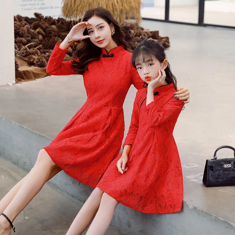 Модель WLG одинаковая семейная одежда платья в китайском стиле для мамы и дочки