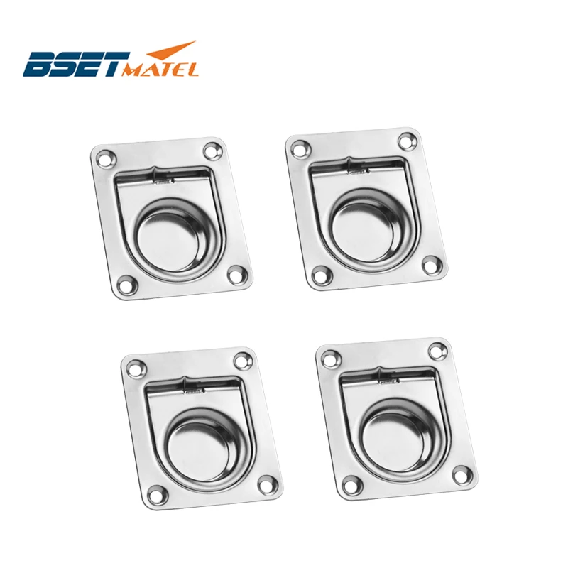 

4 Pieces BSET MATEL Satinless steel 304 ANTI-RATTLE spring Flush Lift Ring Deck Hatch Pull Handle Locker Cabinet boat hardware