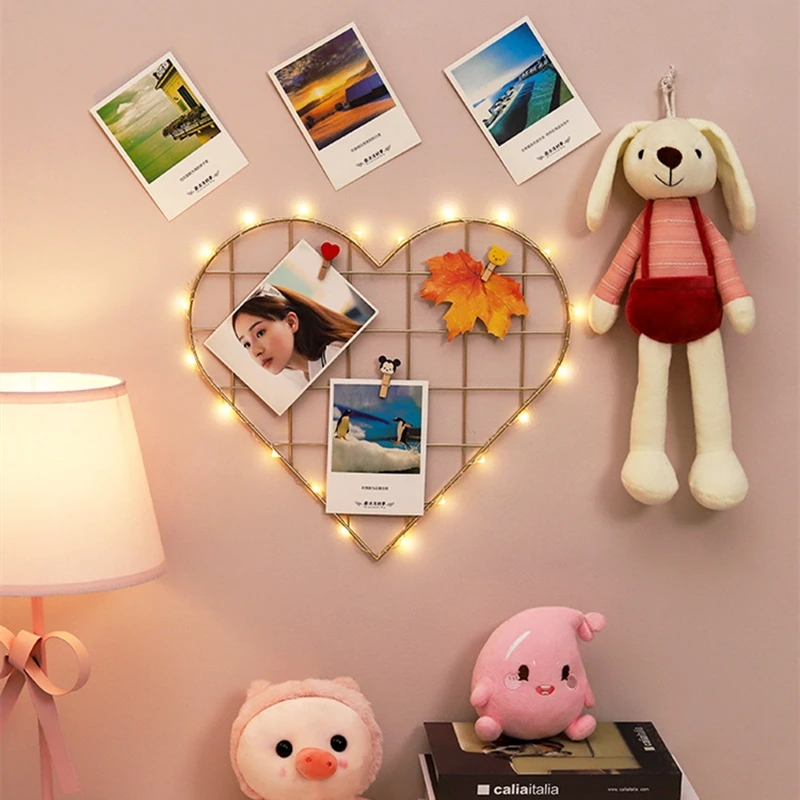 INS DIY Grid Decoration Photo Wall Iron Mesh Hanging Collage Frame Postcard Pictures Display Storage Rack Decor | Дом и сад