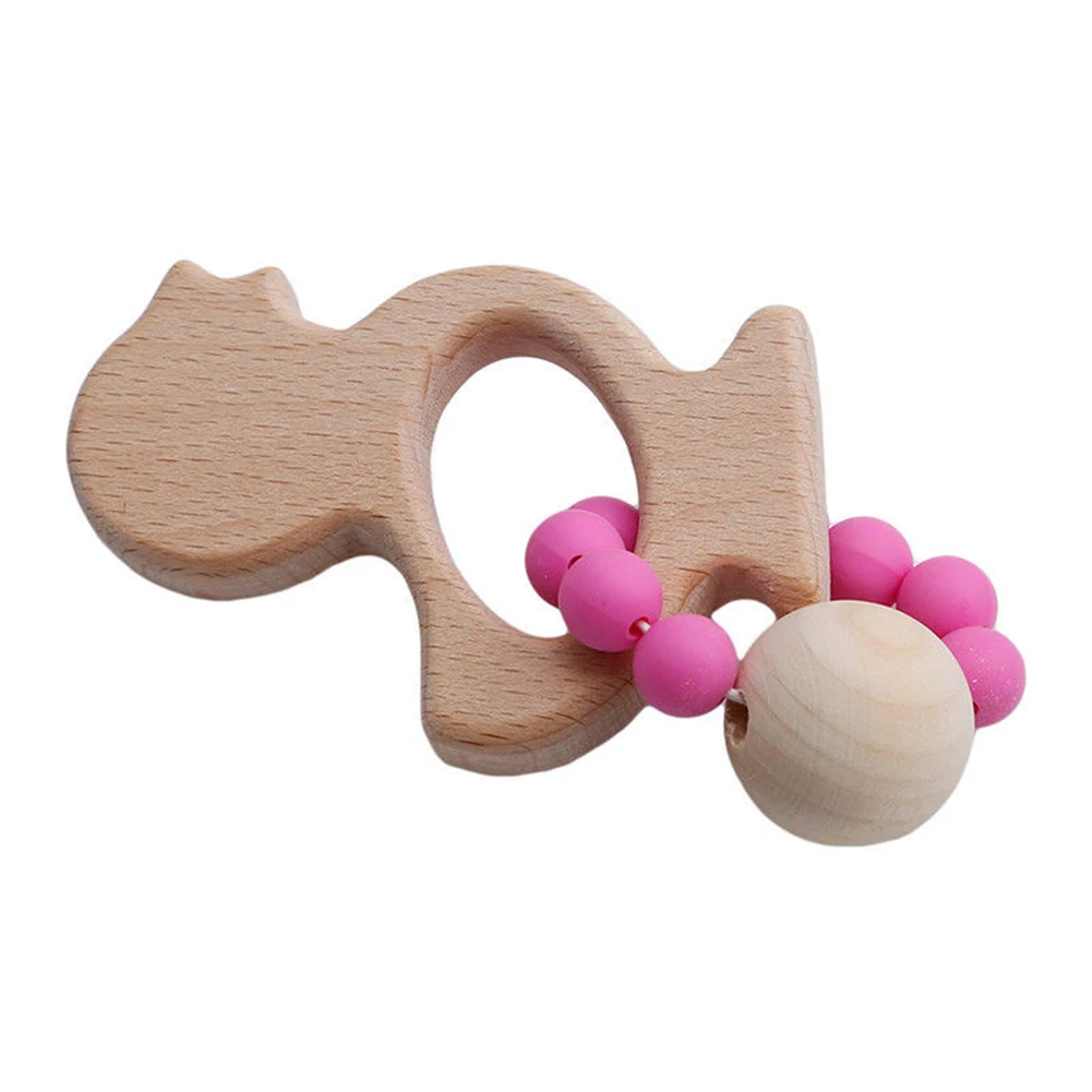 

Wooden Animal Moon Shaped Bracelet Silicone Beads Rattle Baby Teething Toy Children Toys Birthday Christmas New Year Gift