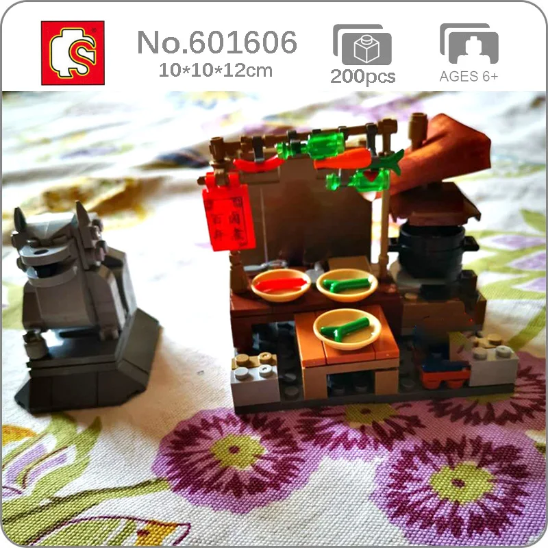

Sembo Chinese Food Restaurant Shop Statue City Street Architecture 3D Mini Blocks Bricks Building Toy for Children Kid Gifts