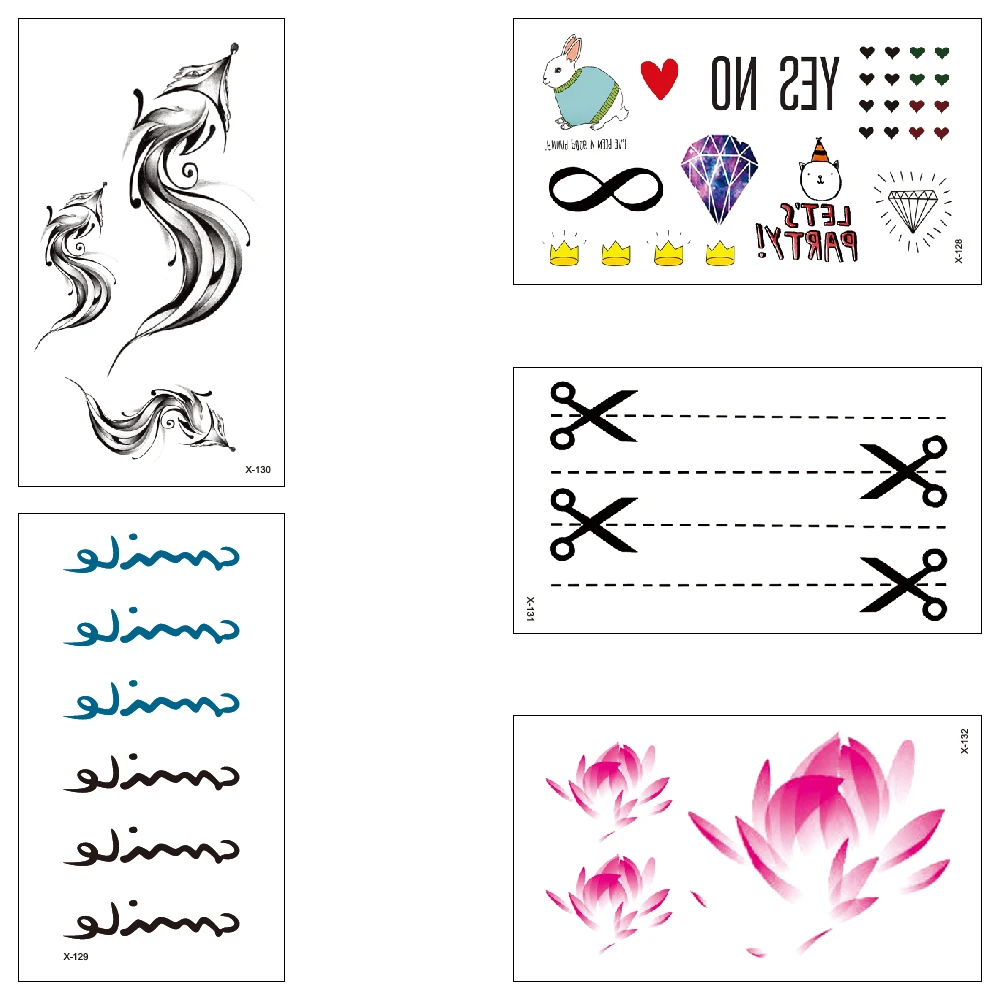 Временная татуировка переводятся с помощью воды лиса лотоса текст ножницы